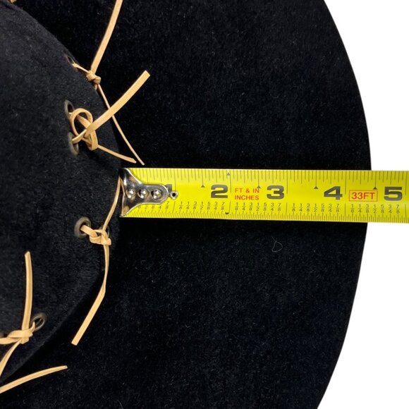 Diva Women\'s 100% Rabbit Fur Felt Hat Black Tan Ties NWT Made in Russia Cowgirl main image 4